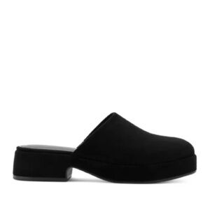 NIB Larroude Miso Flatform Clogs Black Suede Platform Slide Sz 6.5